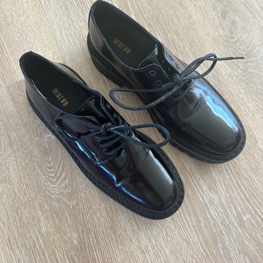 MAEVE X ANTHROPOLOGIE | square toe lace-up leather Oxfords - Picture 2 of 8